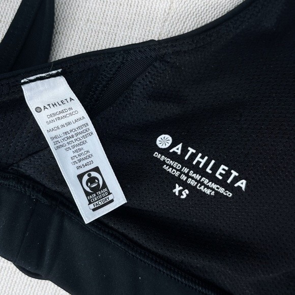 Athleta Contender A-C Bra sz XS * Black Mesh Racerback Workout Gym Sports Bra - Picture 7 of 7